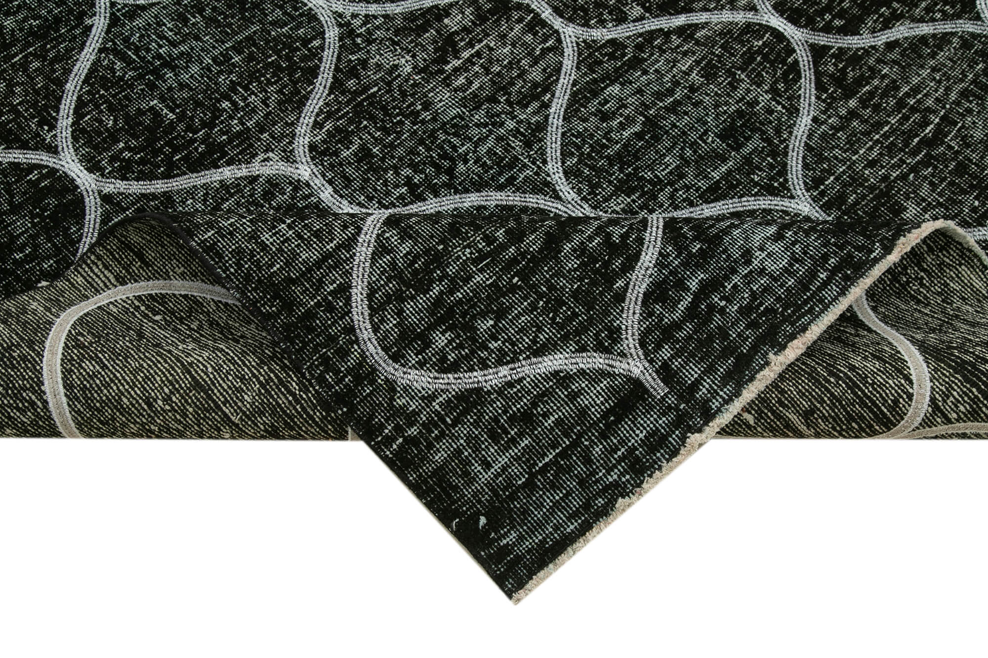 Handmade Geometric Rug – Black Area Rug | Cotton Wool Durable Wool Carpet 4'8''x11'11''