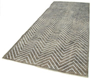 Handmade Geometric Rug – Grey Area Rug | Cotton Wool Carpet, Flat Weave Carpet 4'11''x12'5''
