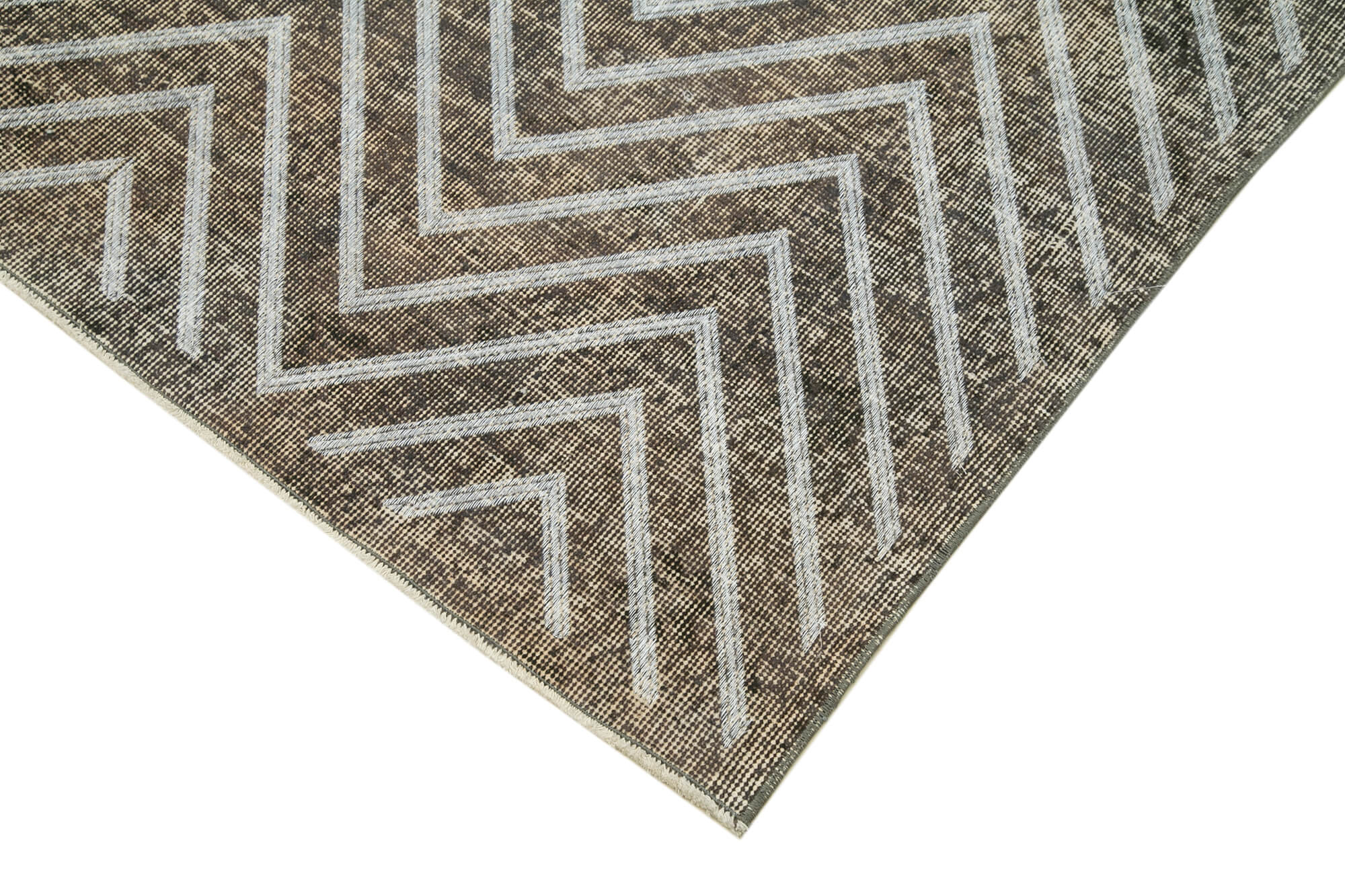 Handmade Geometric Rug – Grey Area Rug | Cotton Wool Carpet, Flat Weave Carpet 4'11''x12'5''