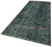 Handmade Geometric Rug - Large Black Area Rug Cotton Wool Carpet 4'7''x12'3''