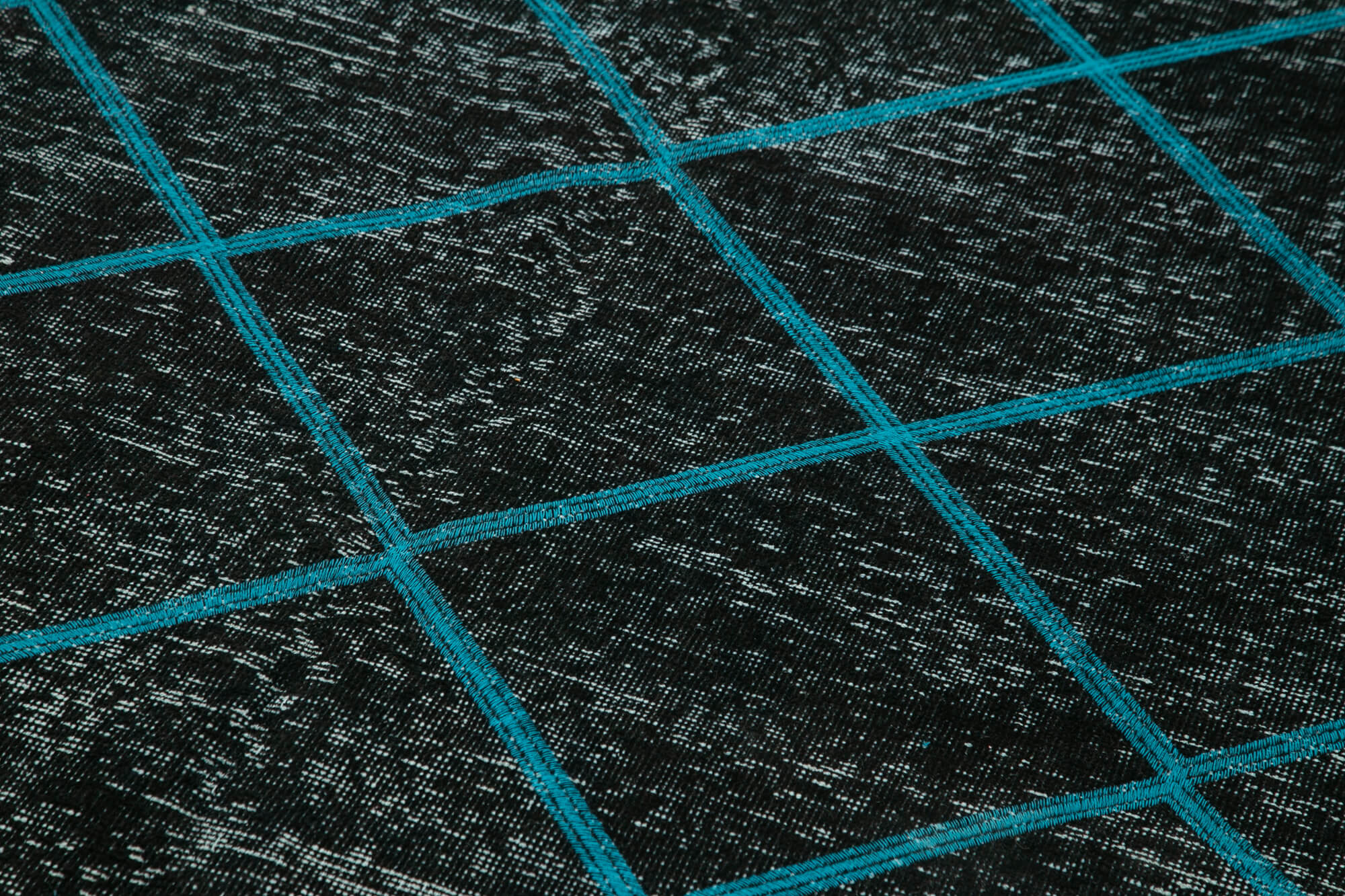 Handmade Geometric Rug – Black Area Carpet, Cotton Wool, Vintage Handwoven Design 4'8''x12'3''