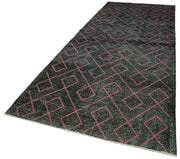 Handmade Wool Area Rug – Black Geometric Cotton Rug | Durable Turkish Hand Knotted Carpet 4'10''x13'1''