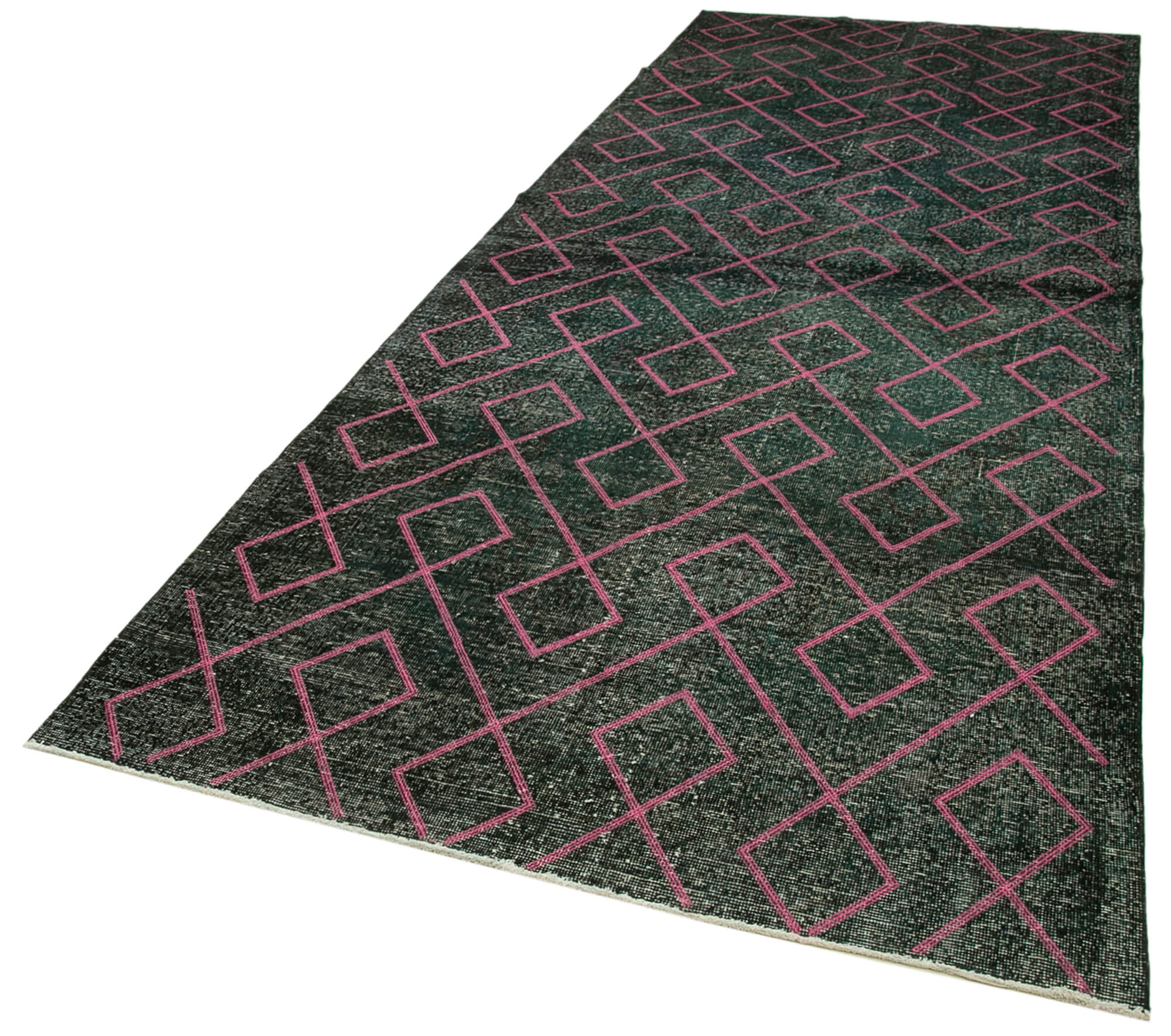 Handmade Wool Area Rug – Black Geometric Cotton Rug | Durable Turkish Hand Knotted Carpet 4'10''x13'1''