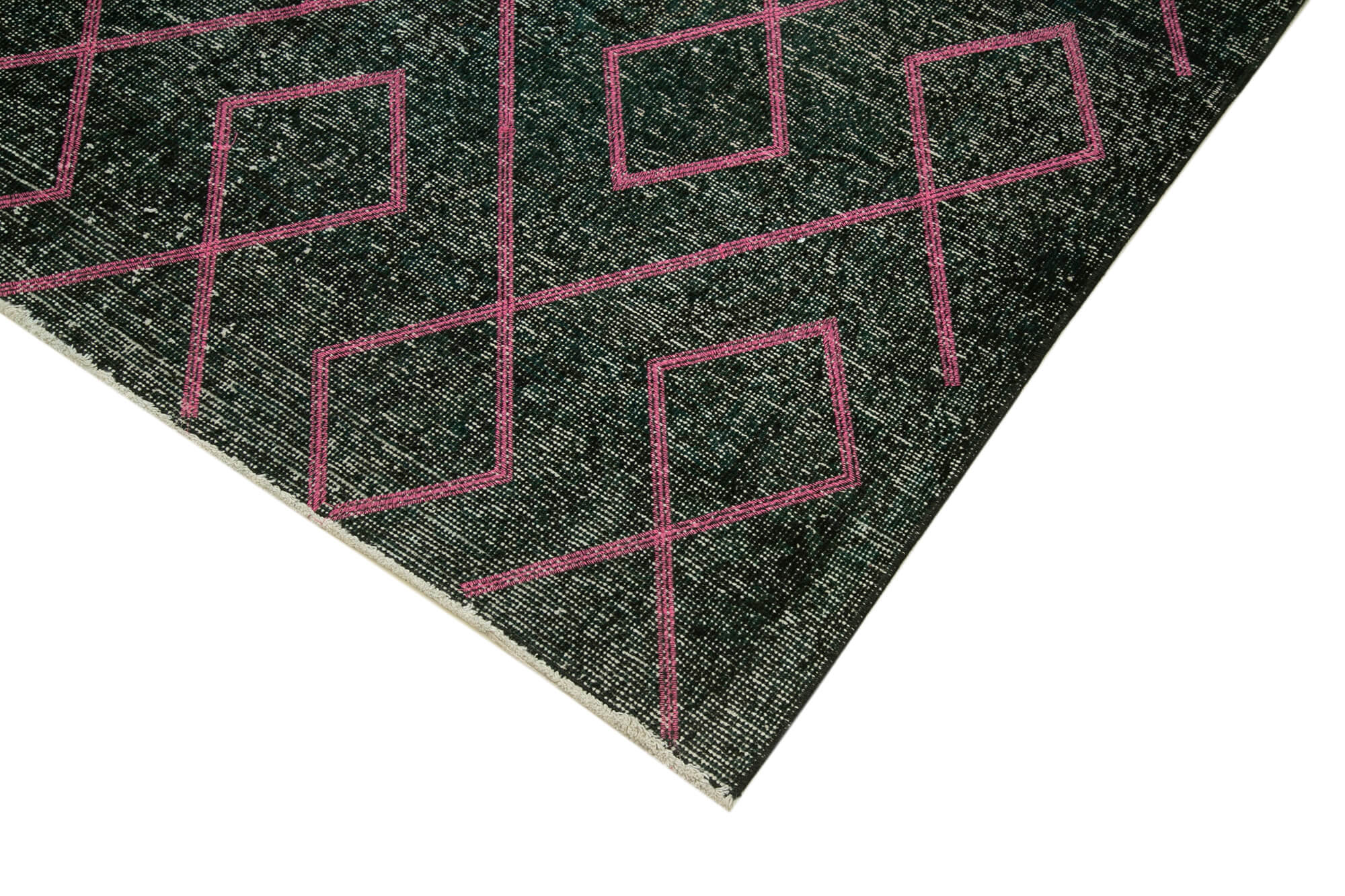 Handmade Wool Area Rug – Black Geometric Cotton Rug | Durable Turkish Hand Knotted Carpet 4'10''x13'1''