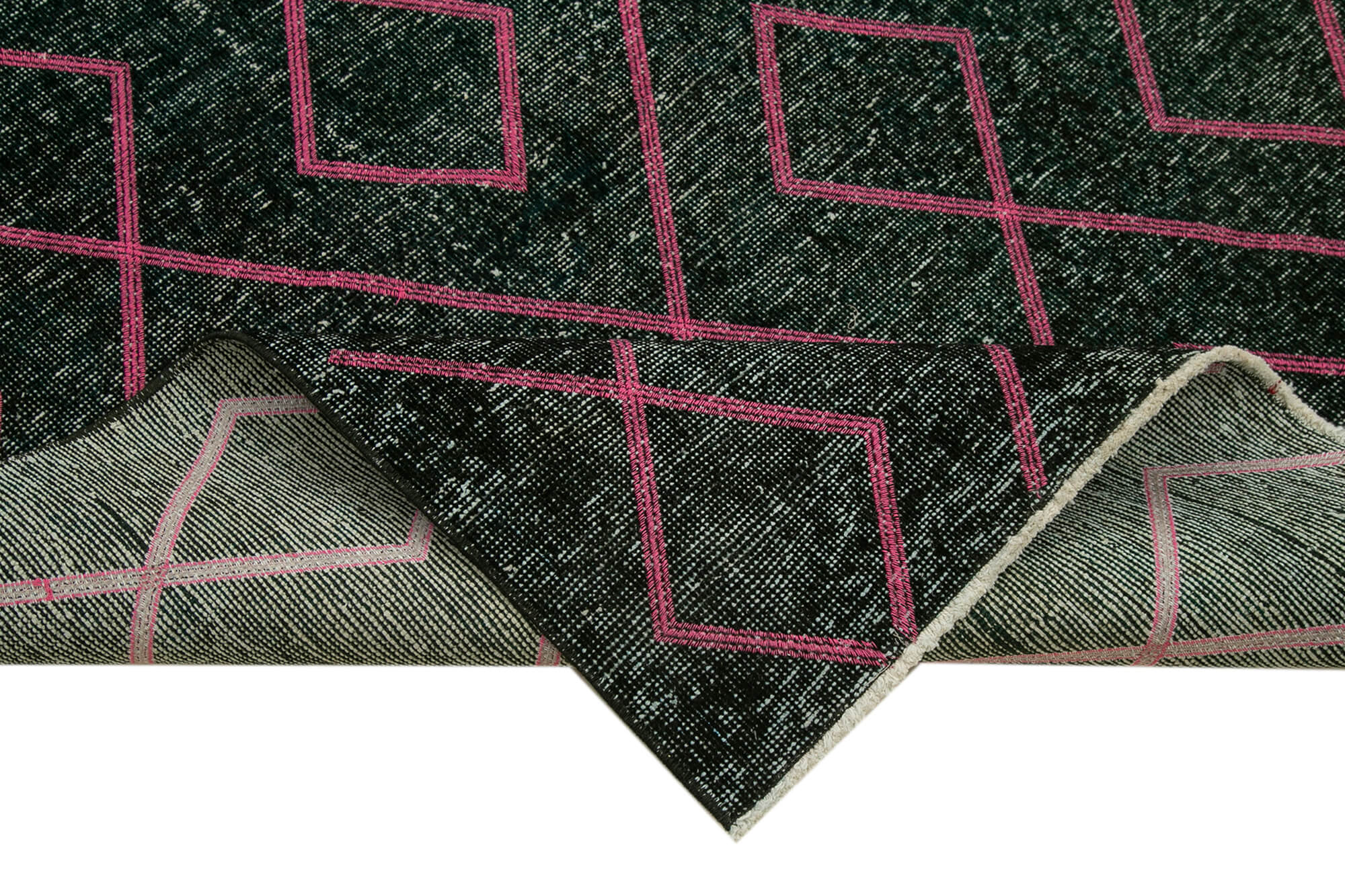 Handmade Wool Area Rug – Black Geometric Cotton Rug | Durable Turkish Hand Knotted Carpet 4'10''x13'1''