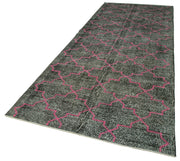 Handmade Area Rug – Black Geometric Carpet with Soft Wool Texture 4'9''x12'9''