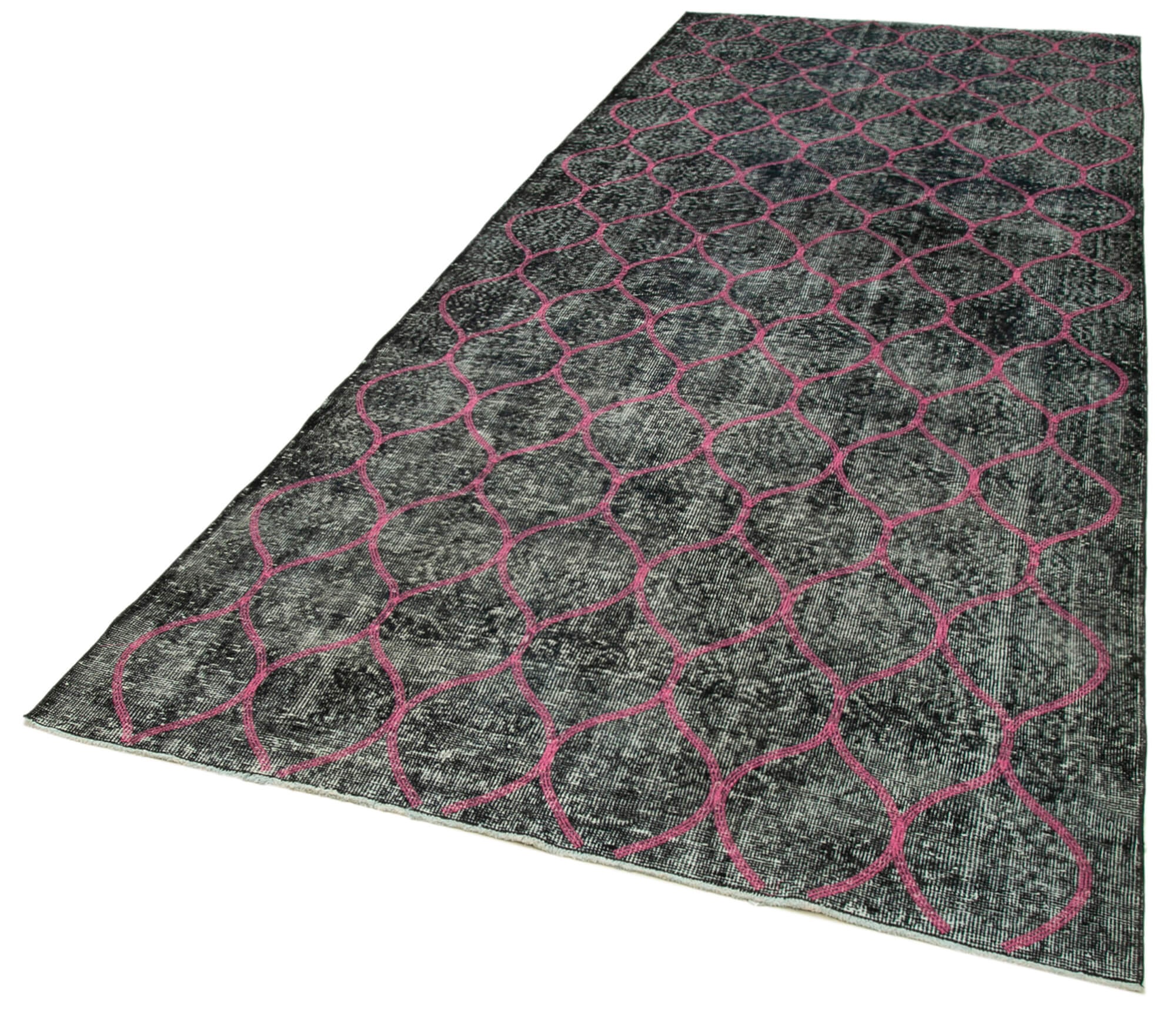 Handmade Geometric Rug – Black Area Rug Cotton Wool Durable Carpet 4'9''x11'7''