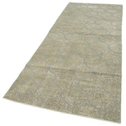 Handmade Geometric Rug - Grey Area Rug 3'8'' x 9'11'' | Soft Wool Cotton Carpet