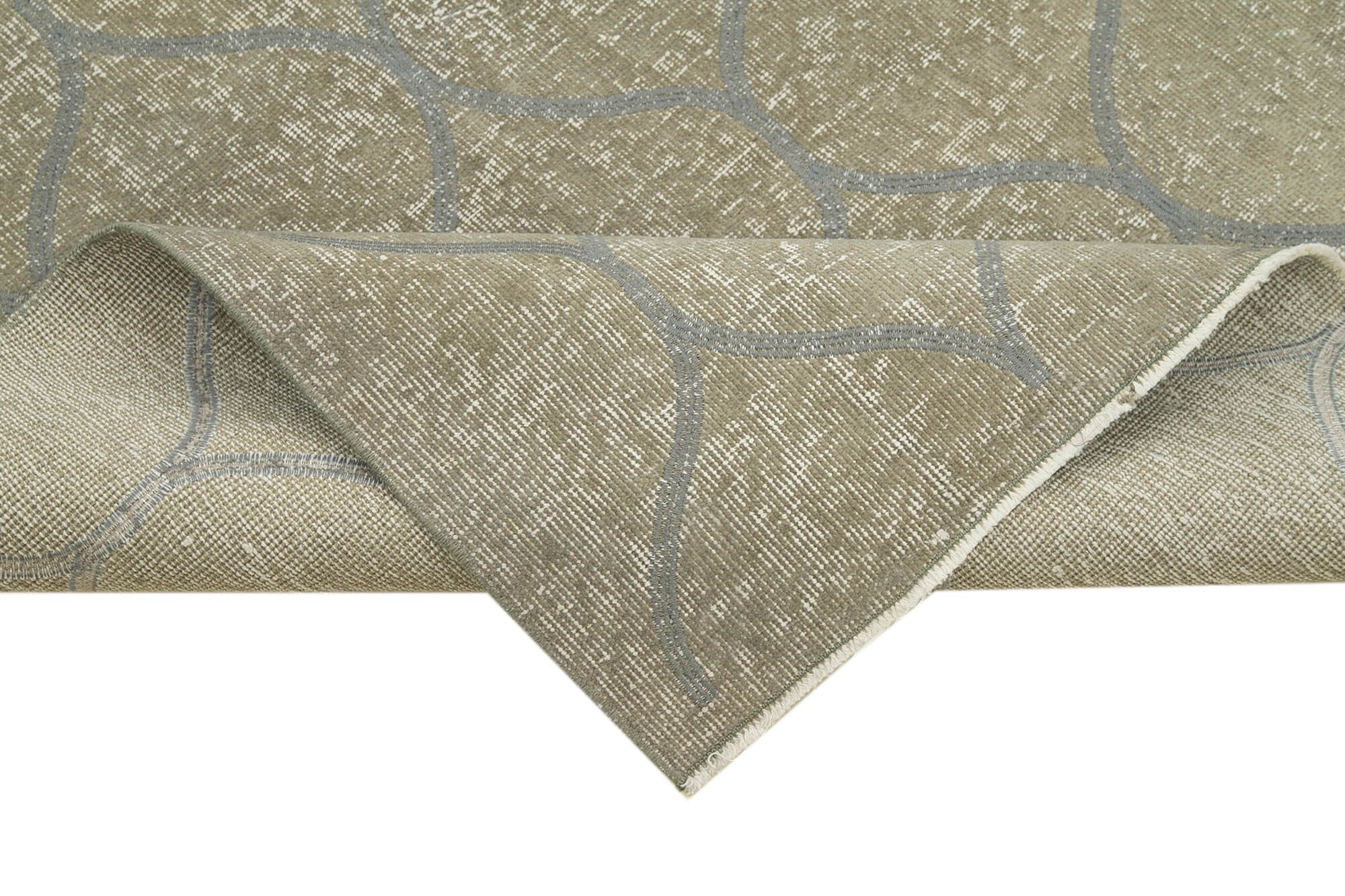 Handmade Geometric Rug - Grey Area Rug 3'8'' x 9'11'' | Soft Wool Cotton Carpet