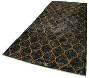 Handmade Geometric Rug – Black Cotton Wool Blend Area Rug 4'9" x 11'11"