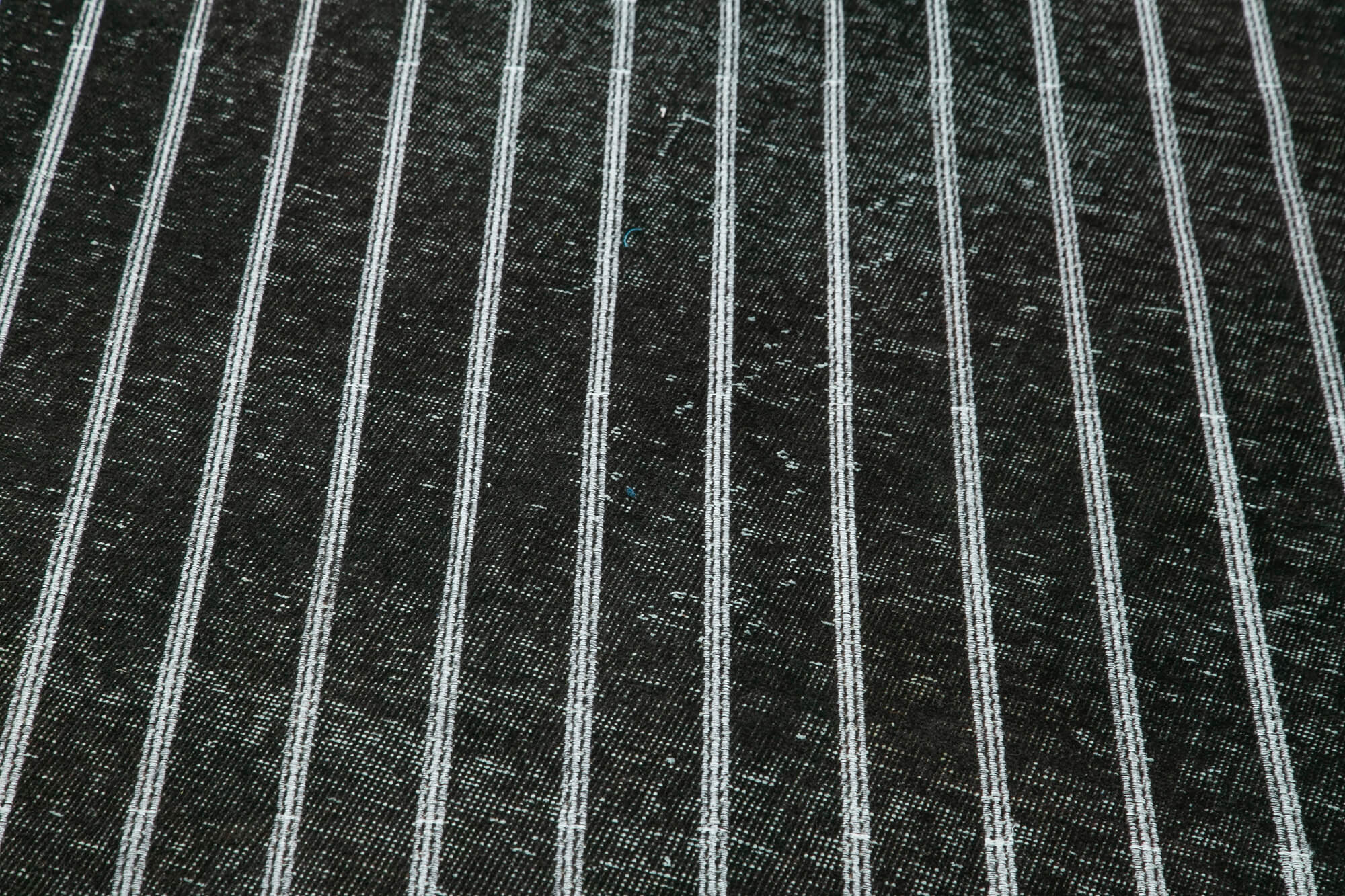 Handmade Geometric Rug - Black Cotton Wool Area Rug 4'11''x13'1'' | Vintage Turkish Carpet