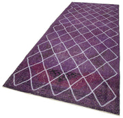 Handmade Wool Rug - Purple Geometric Area Rug | Cotton Wool Carpet, Vintage Turkish Style