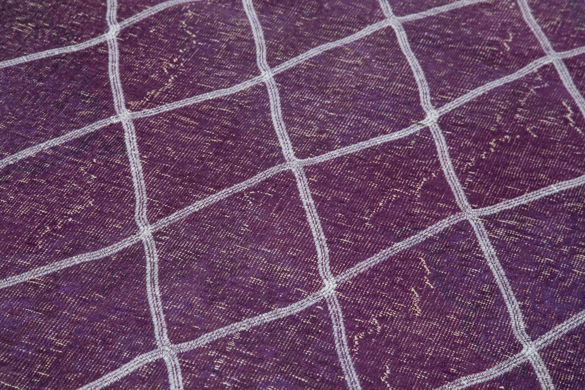 Handmade Wool Rug - Purple Geometric Area Rug | Cotton Wool Carpet, Vintage Turkish Style