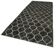 Handmade Geometric Rug – Black Geometric Carpet Cotton Wool Area Rug 4'9''x13'1''
