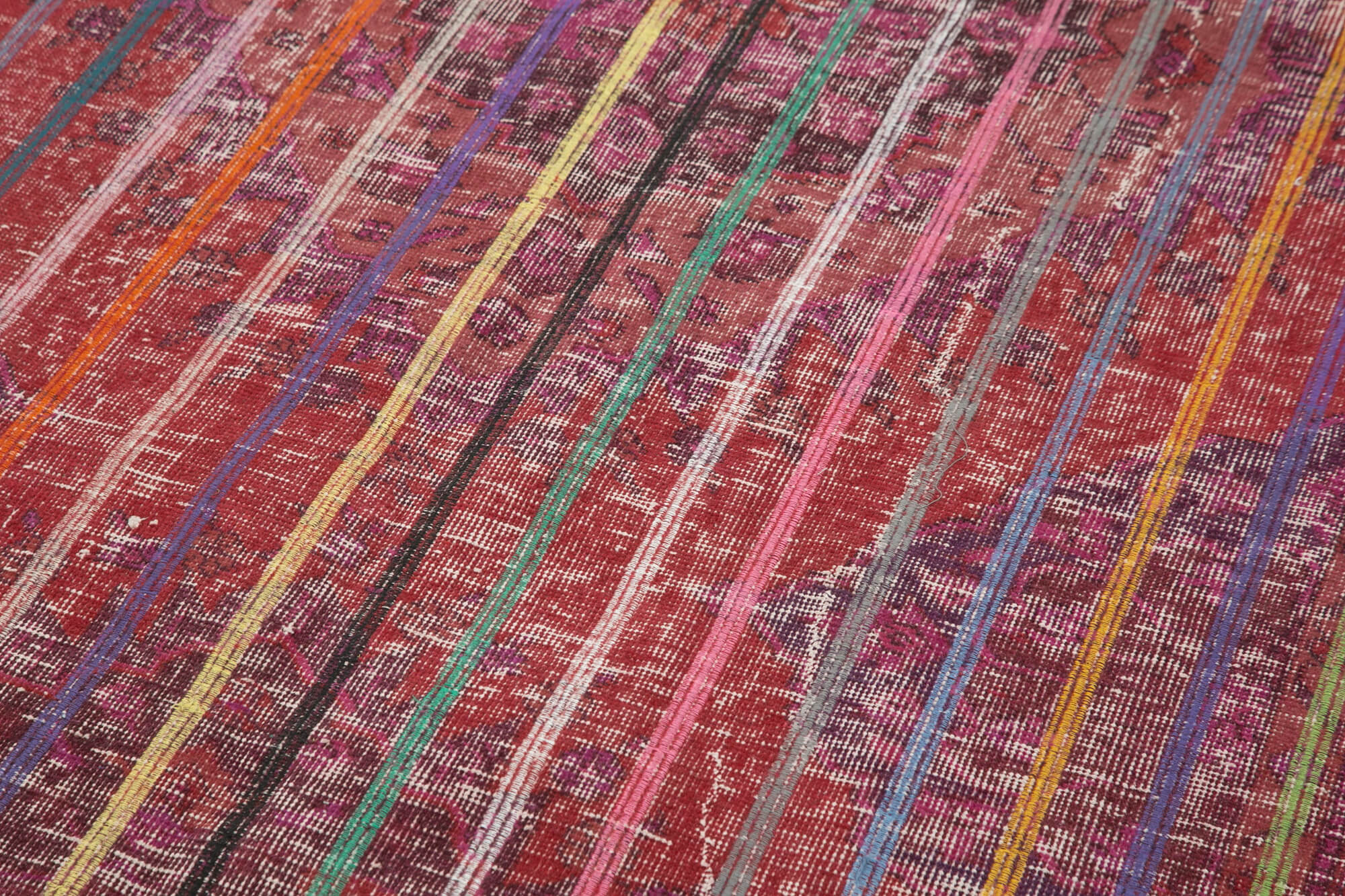 Handmade Geometric Rug – Pink Cotton Wool Blend Area Rug 4'6'' x 12'10''
