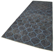 Handmade Geometric Rug – Blue Area Rug Cotton Wool Carpet 4'7''x13'1''