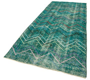 Handmade Geometric Rug – Turquoise Area Rug | Cotton Wool Carpet 4'7''x12'1''