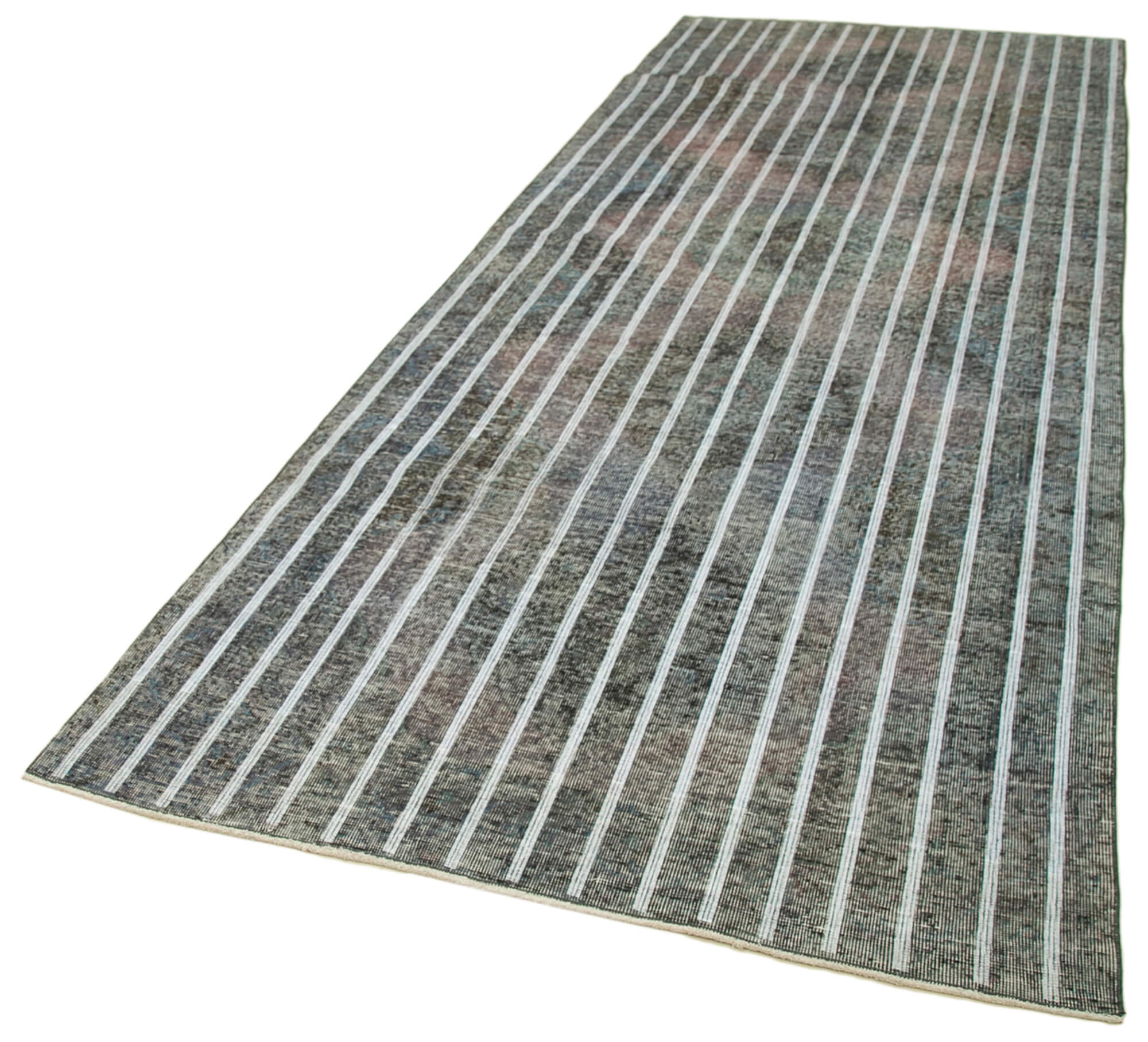 Handmade Geometric Rug - Grey Area Rug 4'6'' x 9'5'' | Cotton Wool Carpet Blend