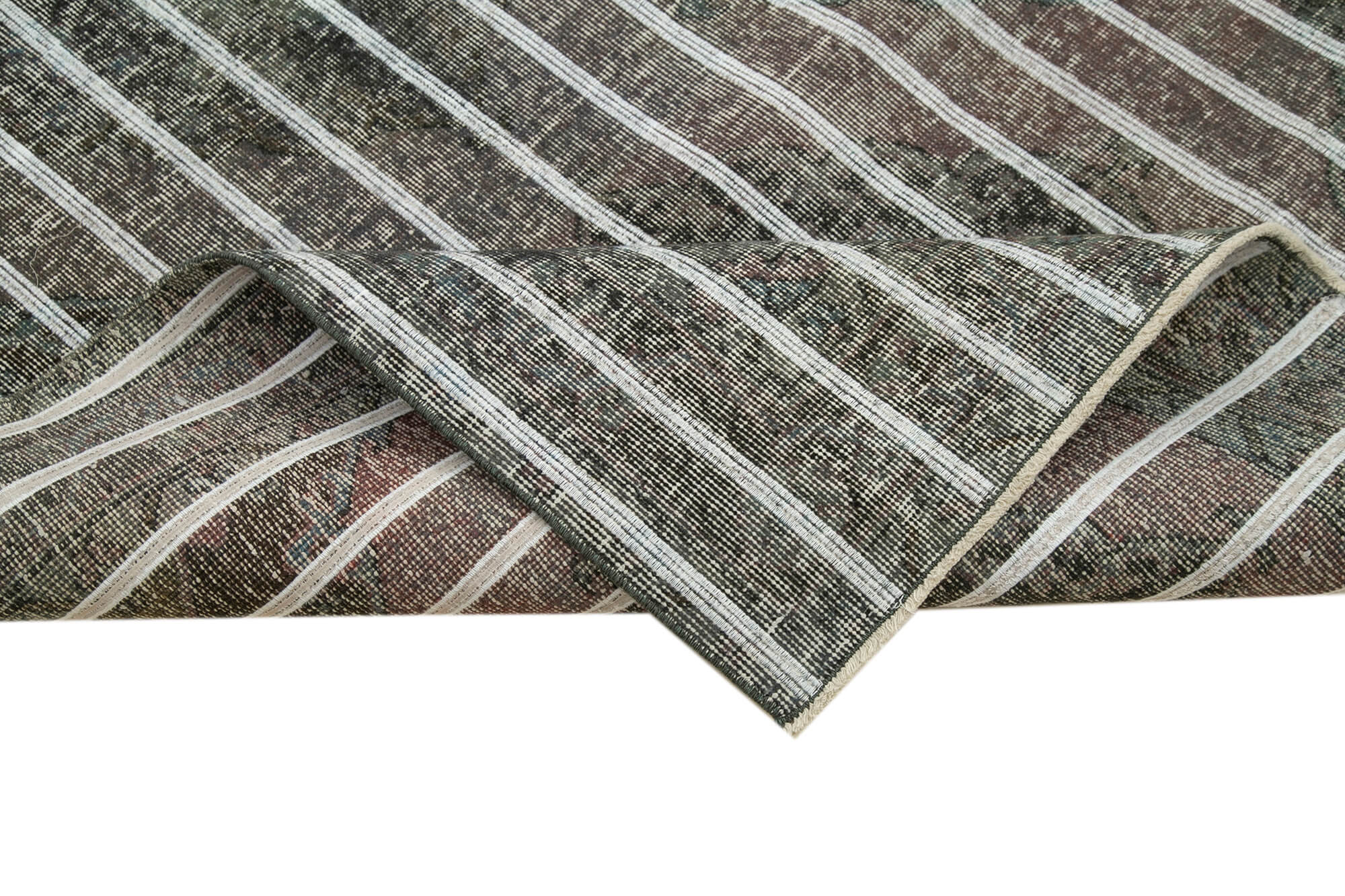 Handmade Geometric Rug - Grey Area Rug 4'6'' x 9'5'' | Cotton Wool Carpet Blend