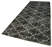Handmade Geometric Rug – Black Area Rug Cotton Wool Carpet 4'10'' x 12'7''