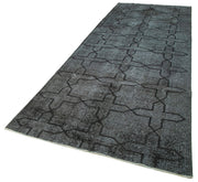 Handmade Geometric Rug – Black Cotton Wool Blend Area Rug 4'7''x12'8'' | Vintage Turkish