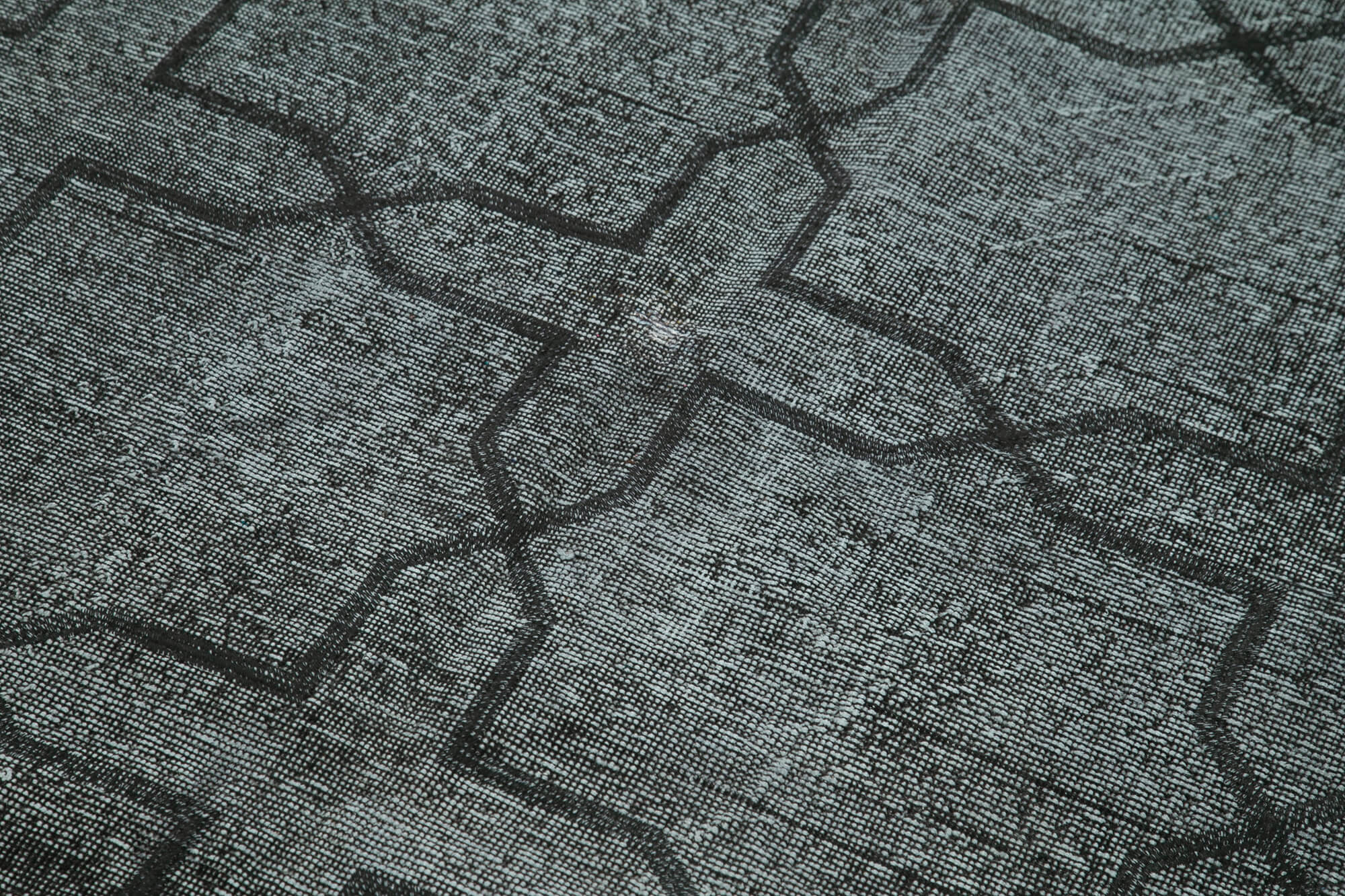 Handmade Geometric Rug – Black Cotton Wool Blend Area Rug 4'7''x12'8'' | Vintage Turkish
