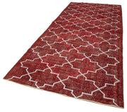 Handmade Geometric Rug – Red Area Rug 4x12, Durable Wool Carpet, Cotton Wool Carpet