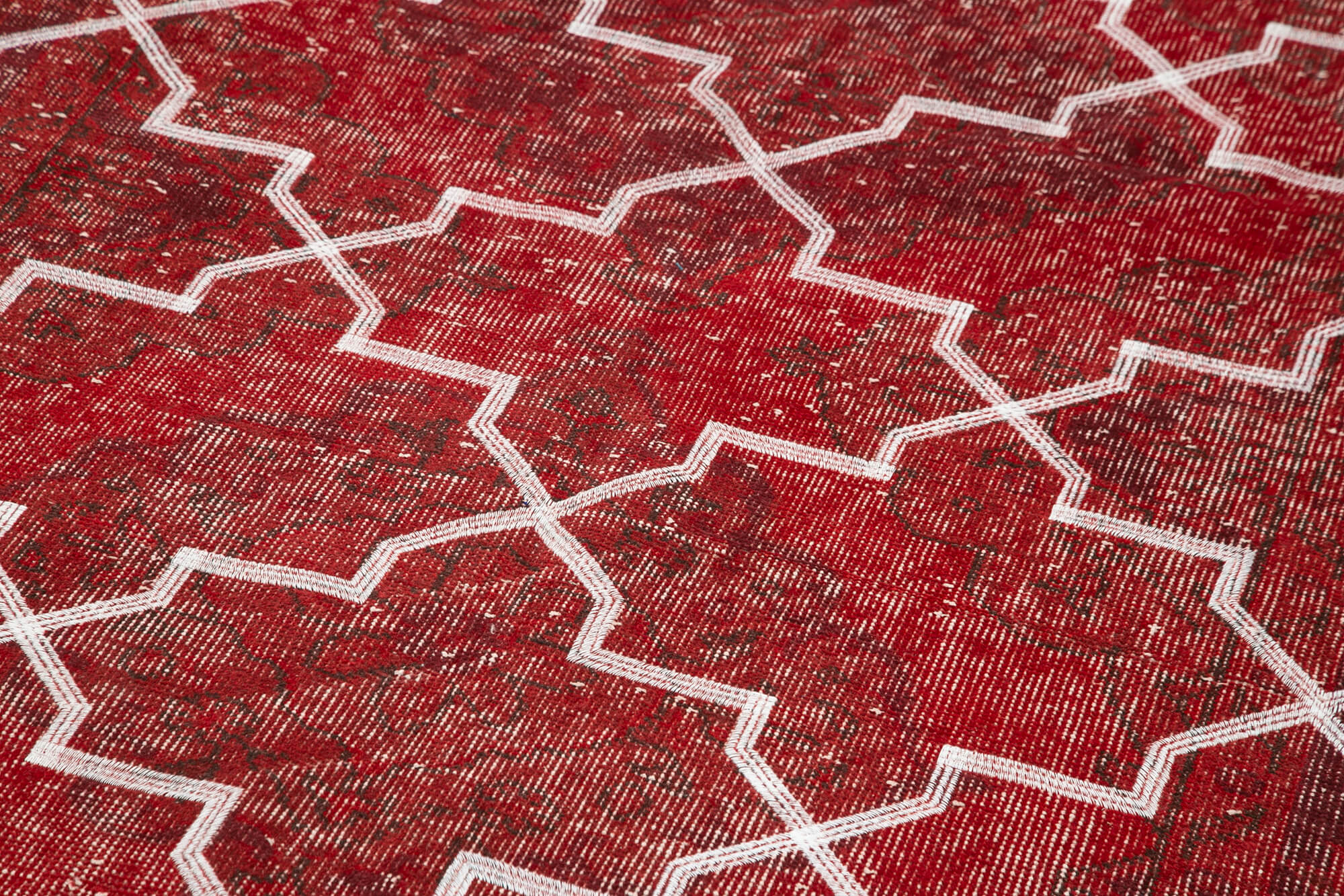 Handmade Geometric Rug – Red Area Rug 4x12, Durable Wool Carpet, Cotton Wool Carpet