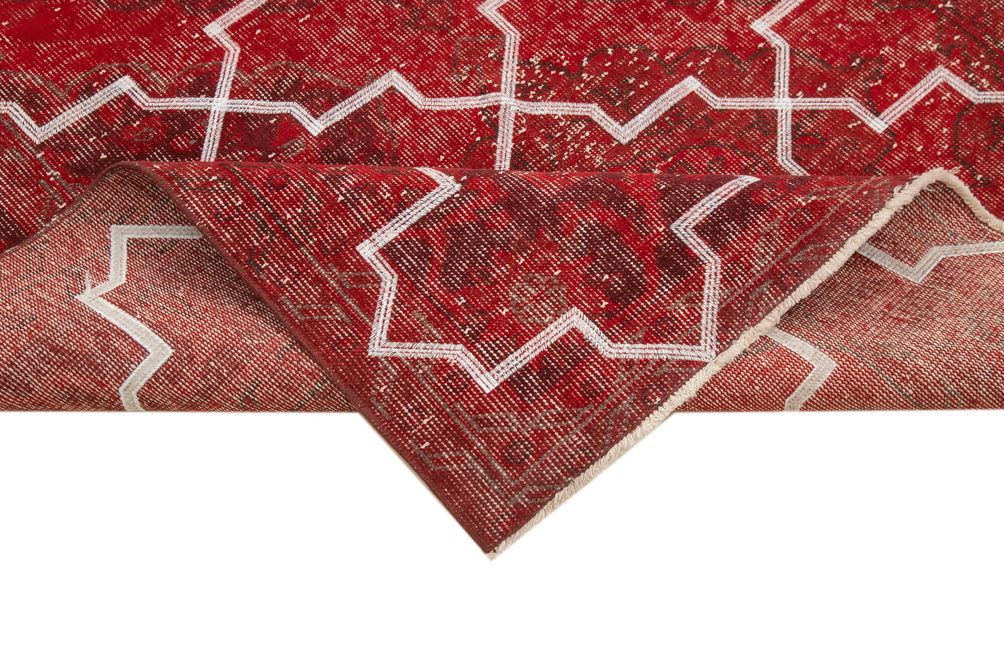 Handmade Geometric Rug – Red Area Rug 4x12, Durable Wool Carpet, Cotton Wool Carpet