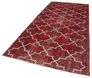 Handmade Wool Area Rug – Red Geometric Cotton Vintage Wool Rug 4'10'' x 11'6''