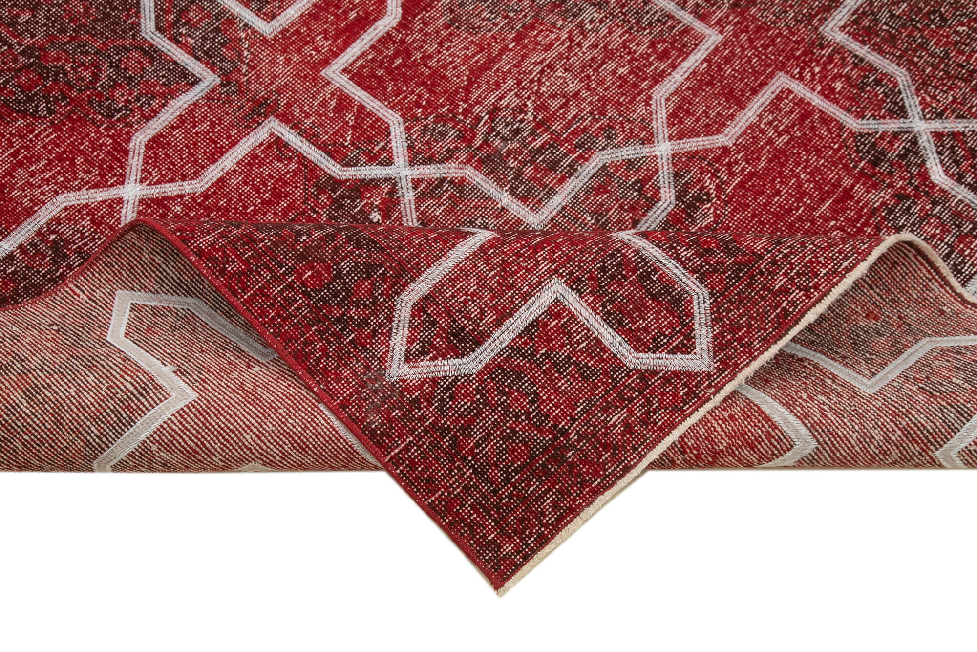 Handmade Geometric Rug - Durable Wool Carpet | Hand Woven Rug, Red Area Rug, Bohemian Style Rug