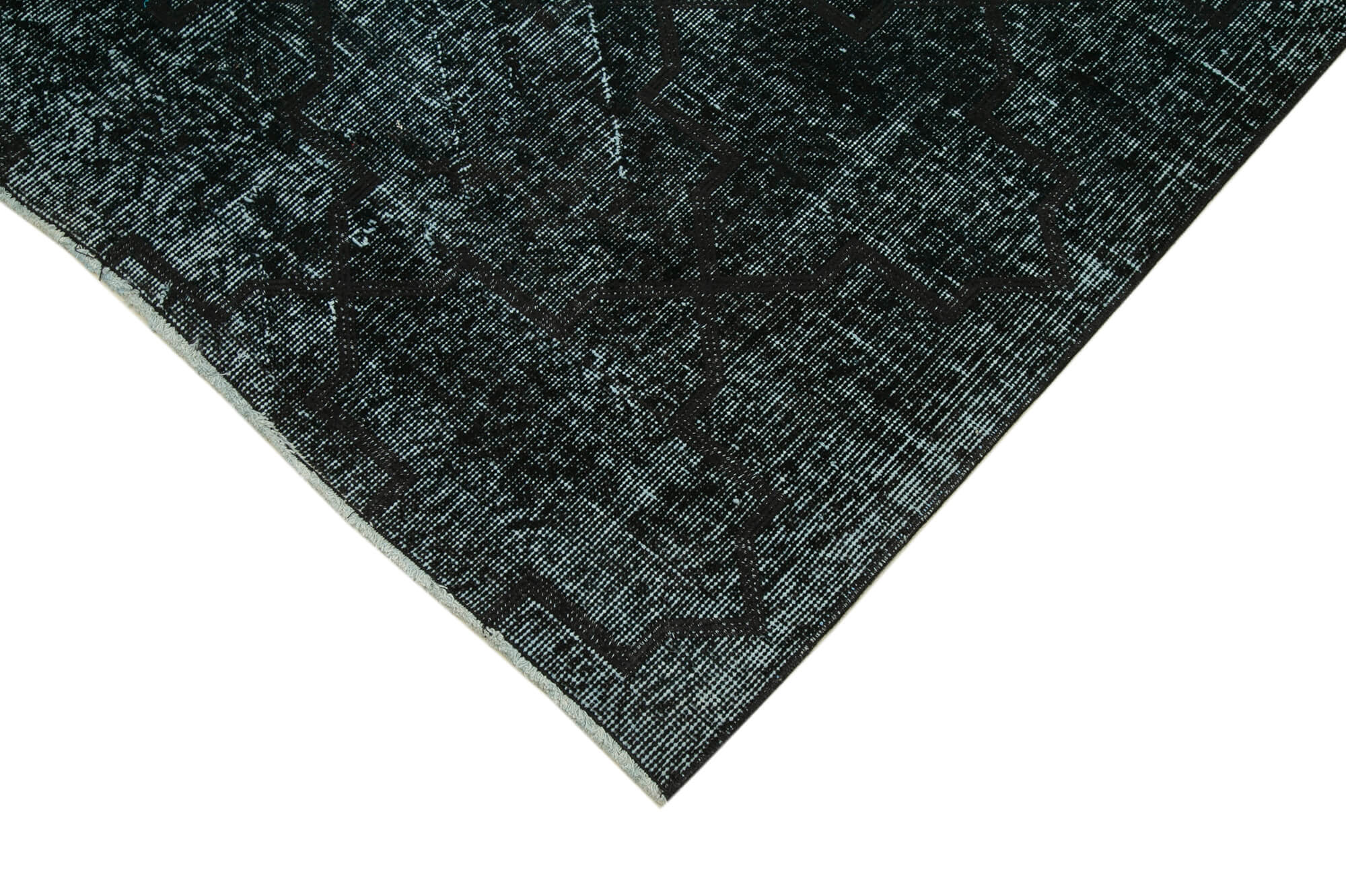 Handmade Geometric Rug - Black Area Rug Cotton Wool, Vintage Turkish Carpet 4'9''x11'5''
