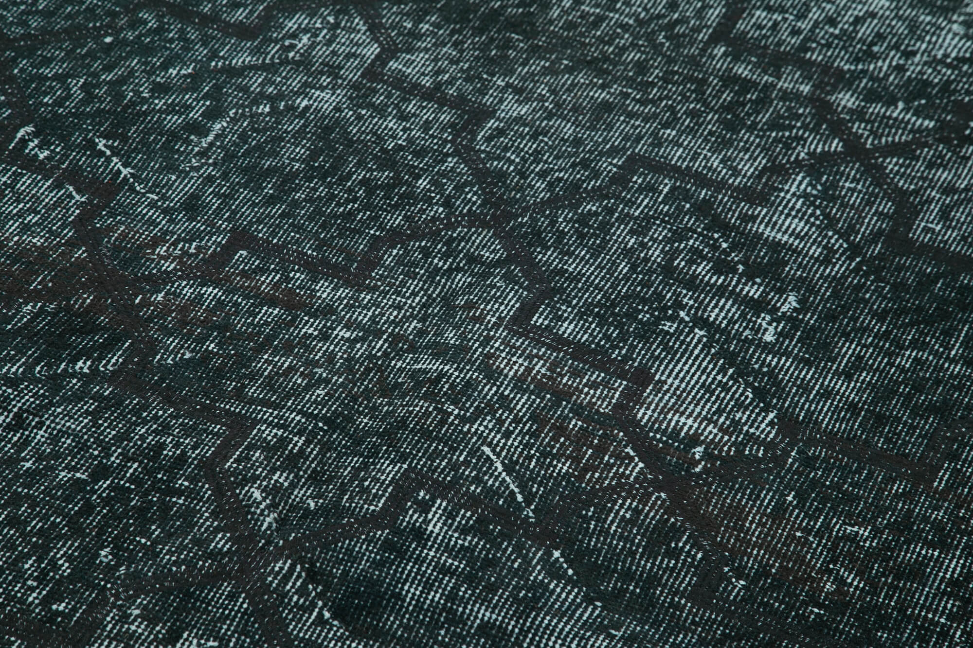 Handmade Geometric Rug - Black Area Rug Cotton Wool, Vintage Turkish Carpet 4'9''x11'5''