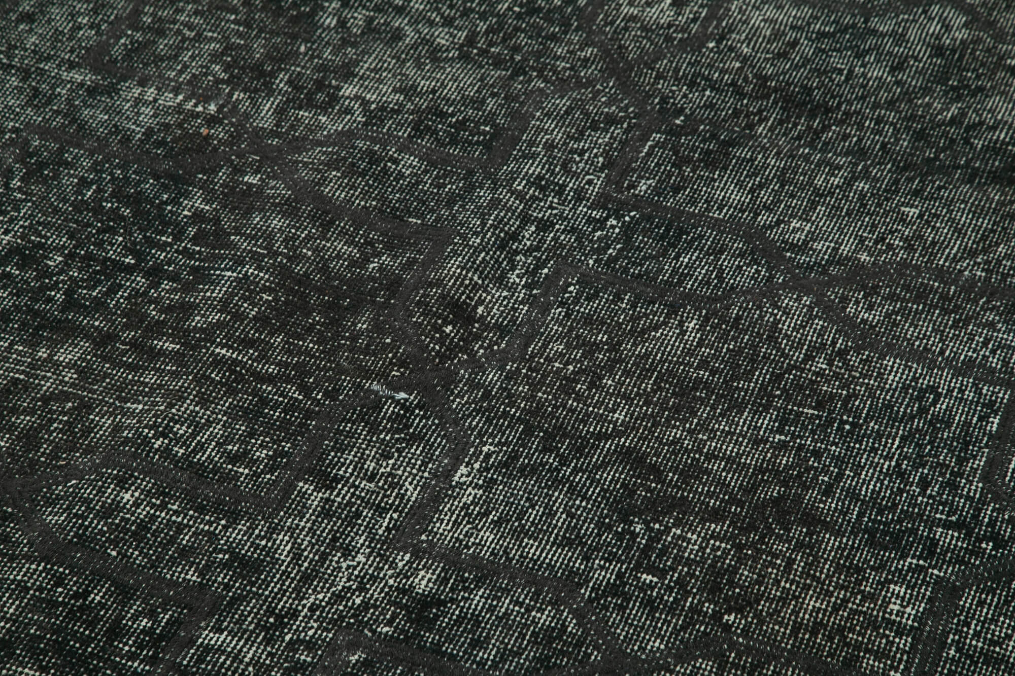 Handmade Geometric Rug - Black Cotton Wool Carpet, Turkish Knotted Area Rug 4'8"x12'4"