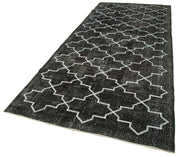 Handmade Wool Area Rug – Black Geometric Cotton Wool Carpet 5'0''x12'4''