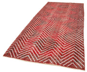 Handmade Geometric Rug - Red Area Rug Cotton Wool Carpet 4'11" x 12'2"