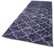 Handmade Geometric Rug - Purple Area Rug 4'6''x12'8'' | Cotton Wool Carpet