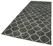 Handmade Geometric Area Rug – Black Cotton Wool Rug, Durable Wool Carpet 4'9''x12'10''