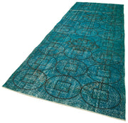 Handmade Geometric Rug – Turquoise Area Rug Cotton Wool Carpet 4x14 Feet