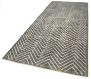 Handmade Geometric Rug – Grey Area Rug 4'10''x12'2'' Cotton Wool Carpet