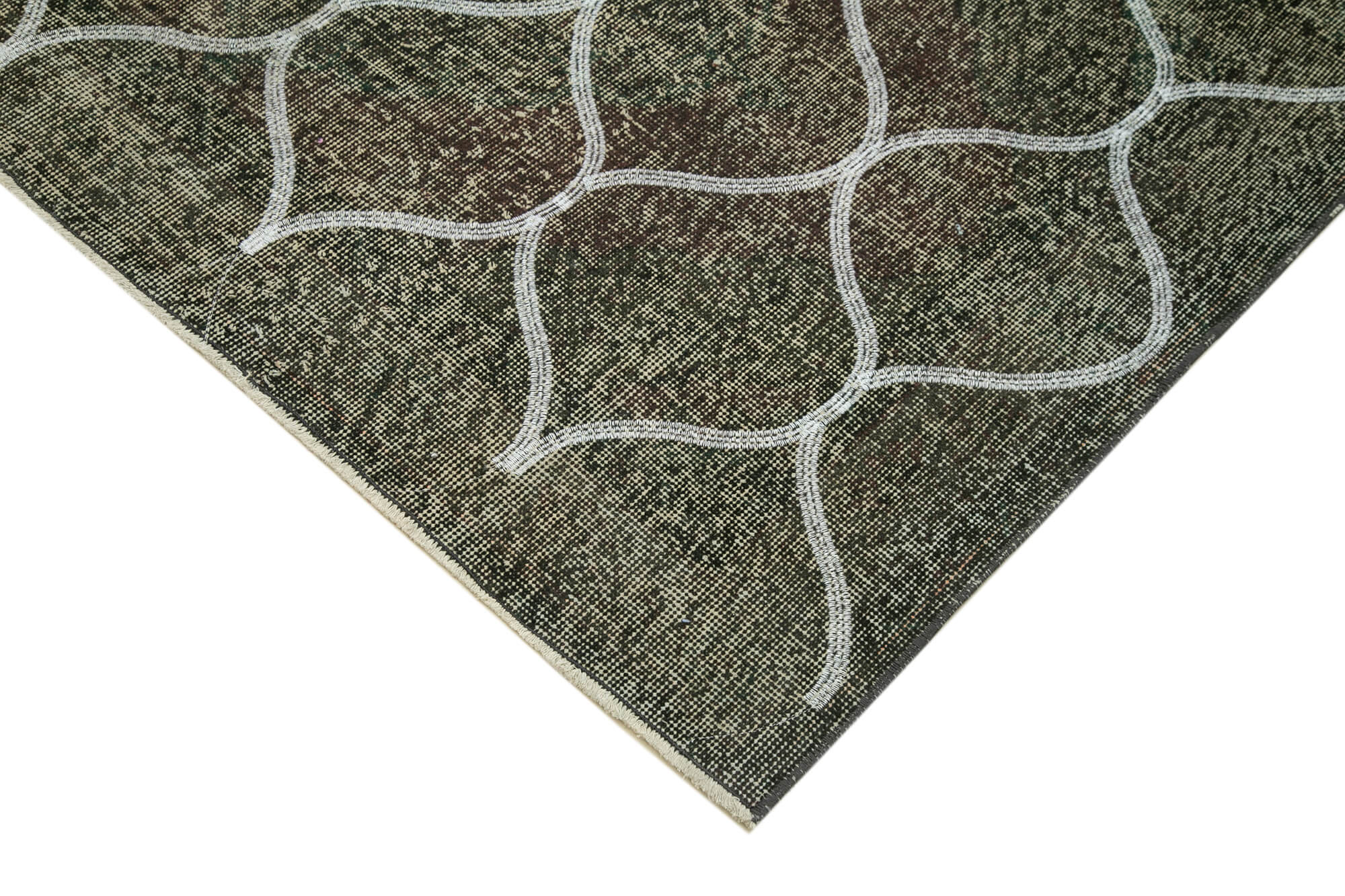 Handmade Geometric Rug - Grey Area Rug | Cotton Wool Carpet 4'8''x13'0''