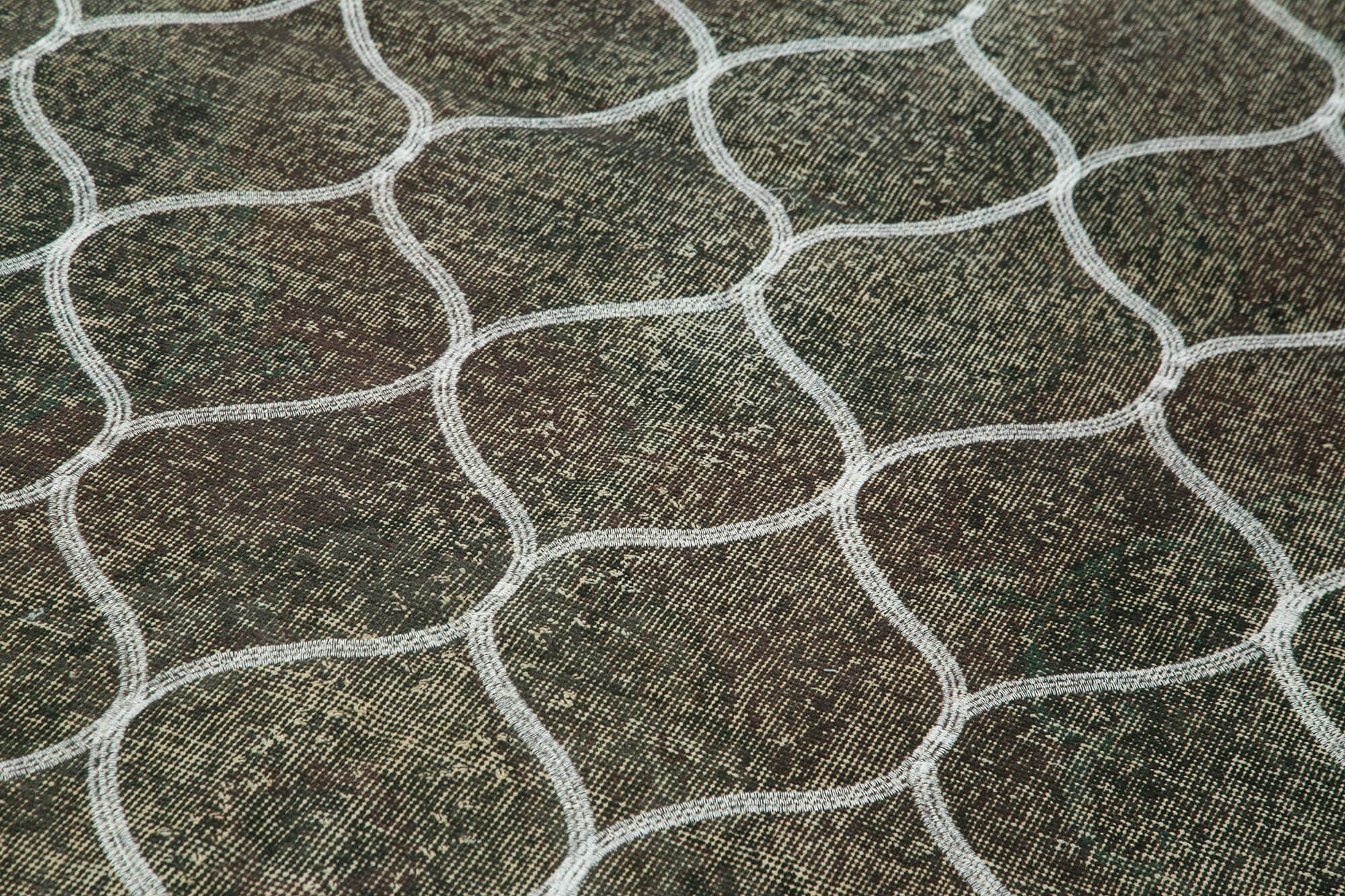 Handmade Geometric Rug - Grey Area Rug | Cotton Wool Carpet 4'8''x13'0''