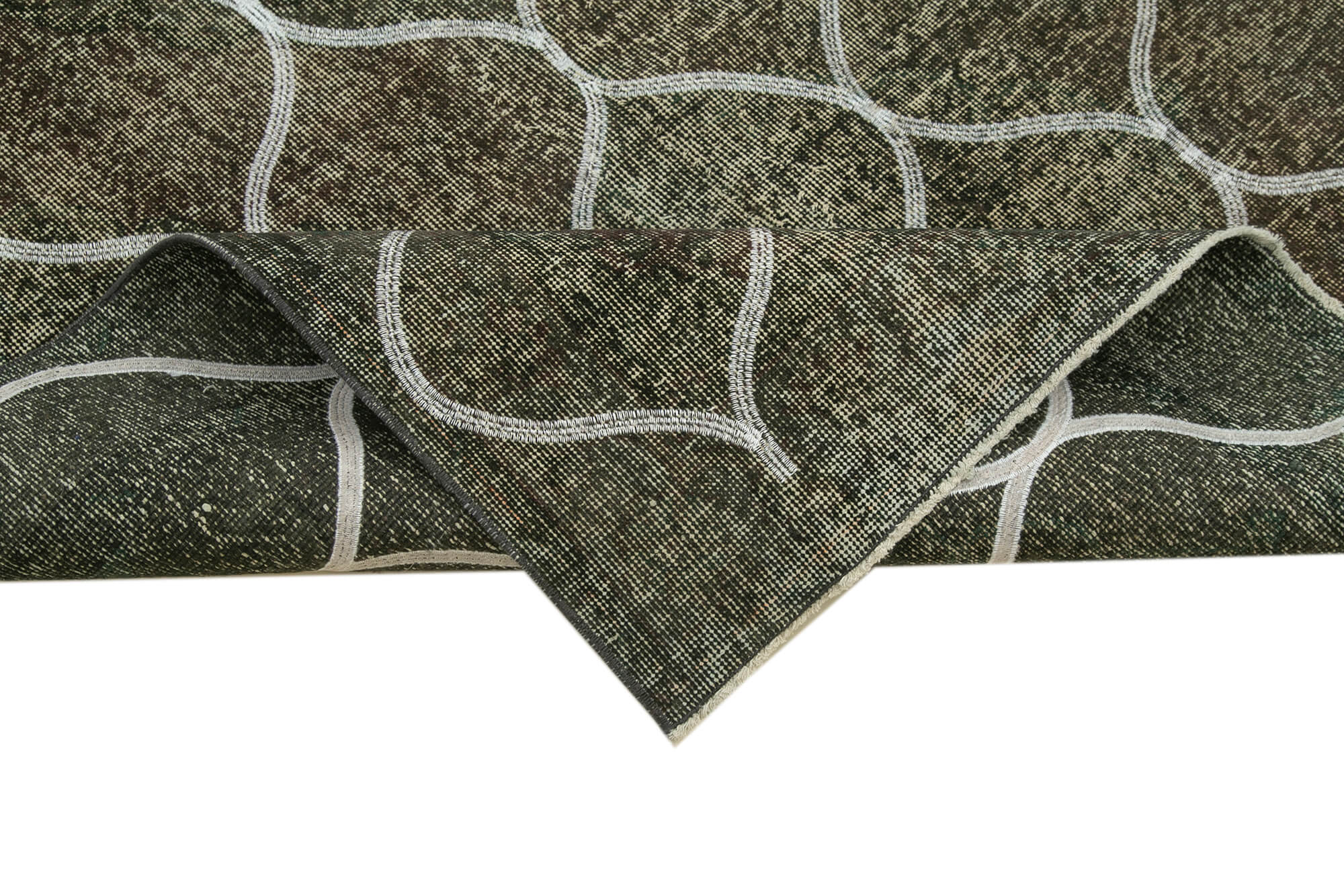 Handmade Geometric Rug - Grey Area Rug | Cotton Wool Carpet 4'8''x13'0''