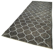 Handmade Wool Area Rug - Grey Geometric Carpet | Cotton Wool Carpet 4'7''x14'0''