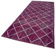 Handmade Geometric Rug – Pink Geometric Carpet Cotton Wool, Turkish Hand Knotted 4'7''x12'