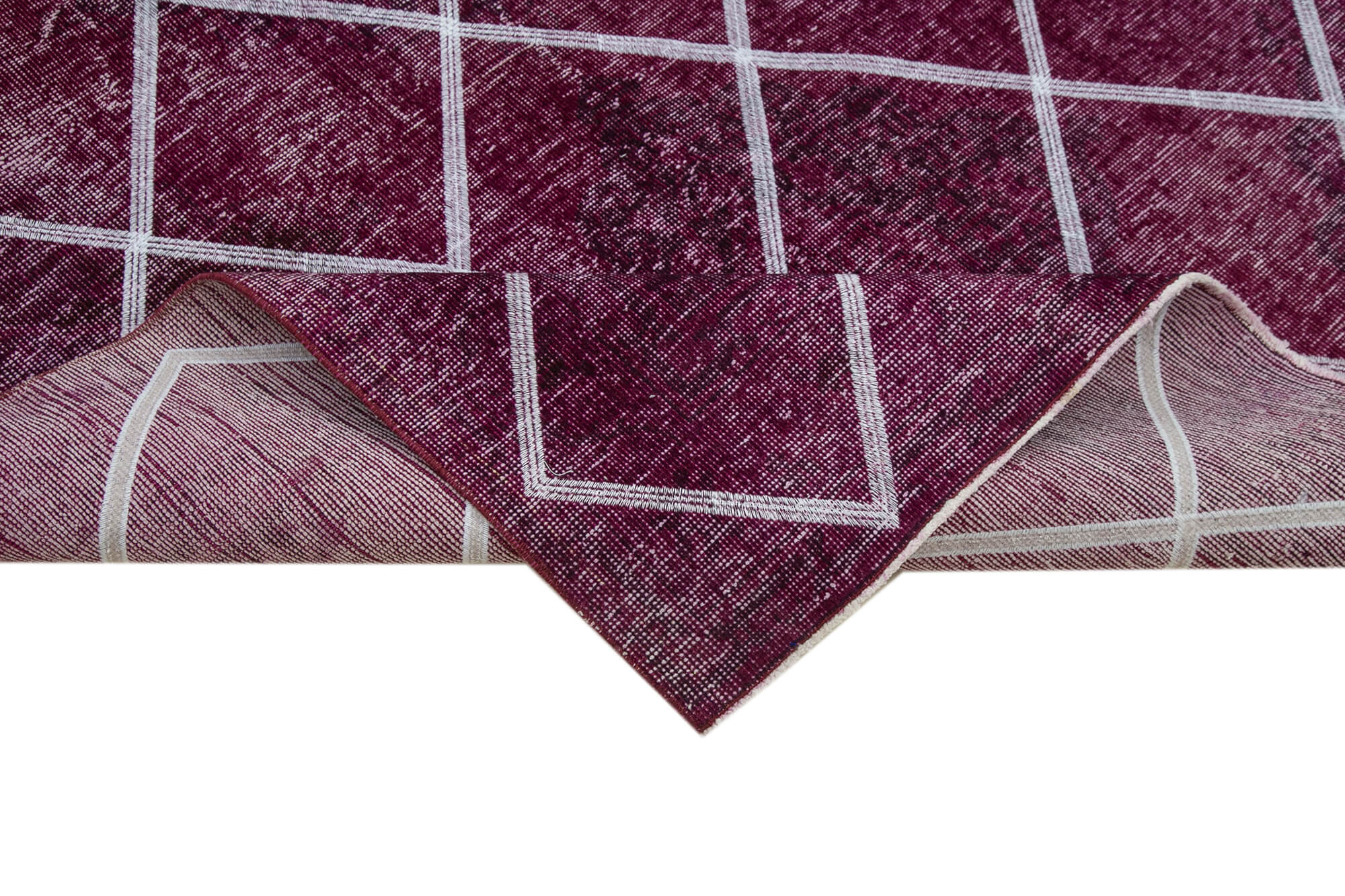 Handmade Geometric Rug – Pink Geometric Carpet Cotton Wool, Turkish Hand Knotted 4'7''x12'