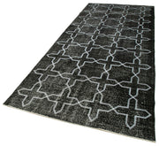 Handmade Geometric Rug – Black Cotton Wool Blend Area Rug 4'8" x 12'2" Flat Weave