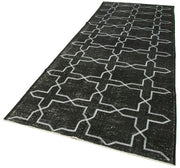 Handmade Geometric Rug – Black Wool Cotton Blend Area Rug 4'8" x 12'8"