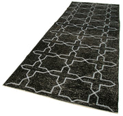Handmade Wool Area Rug – Black Geometric Cotton Wool Carpet, Durable Soft Texture 4'7''x12'7''
