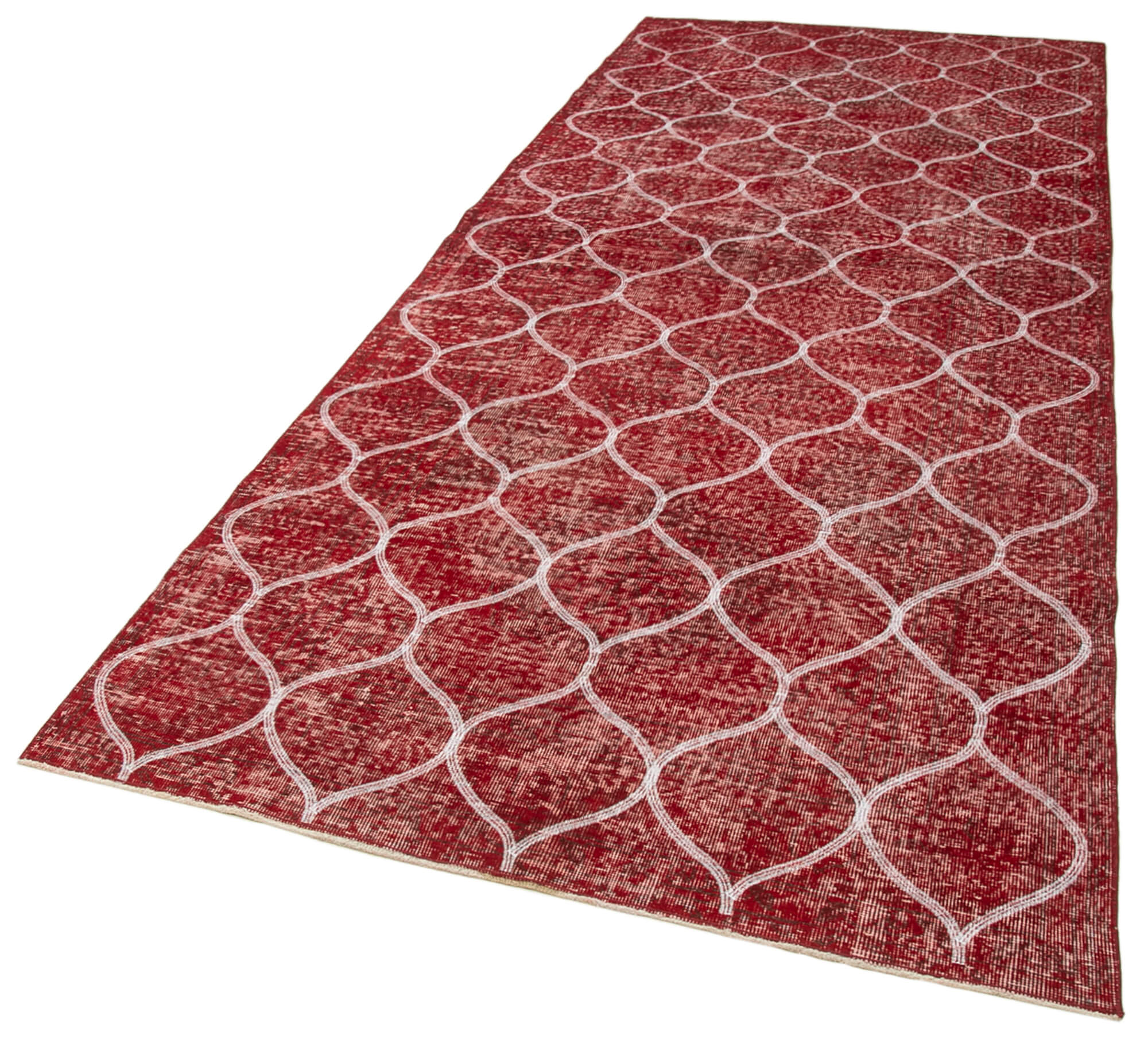 Handmade Geometric Rug - Red Area Rug | Cotton Wool Carpet, Turkish Vintage Style